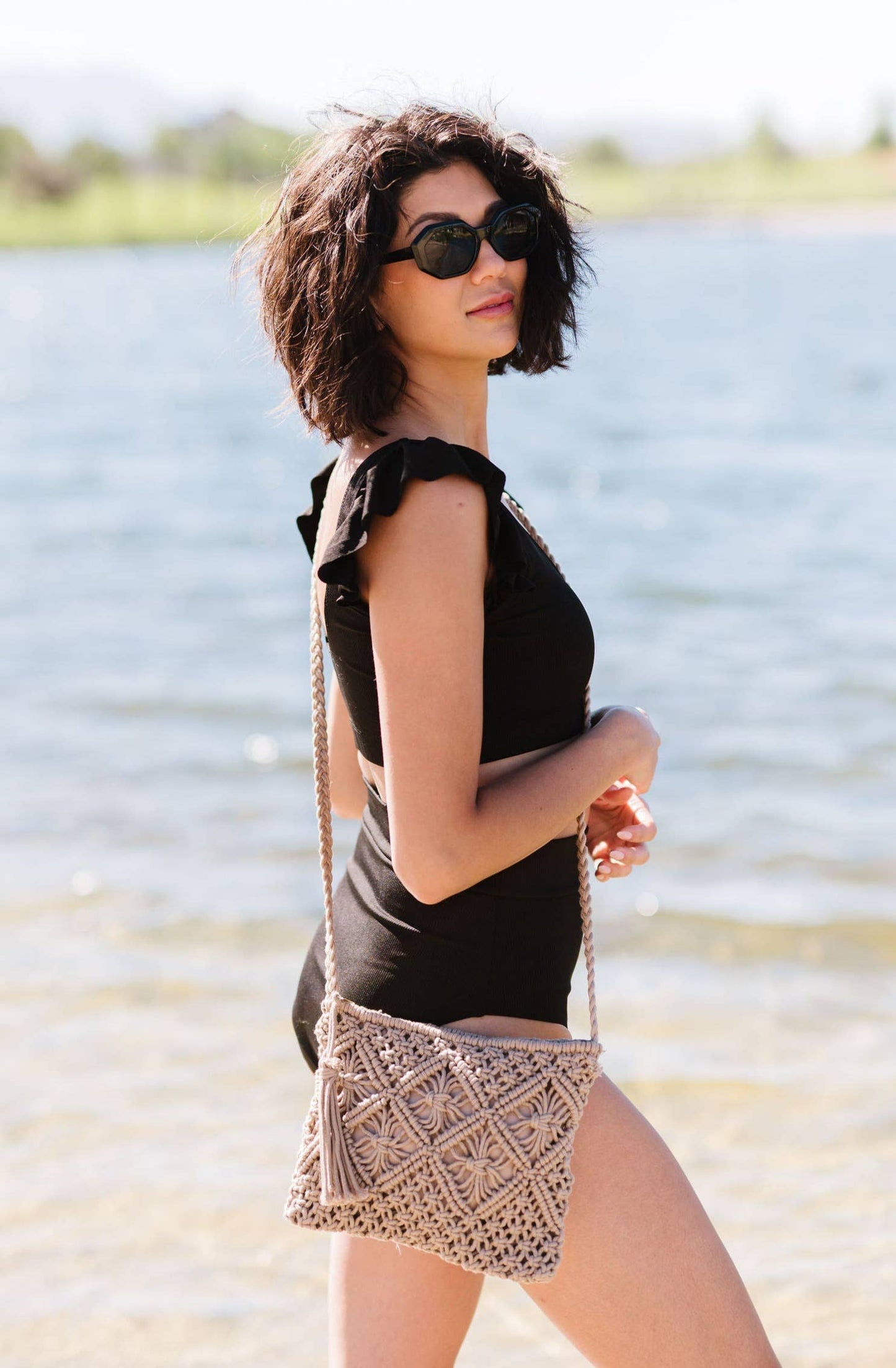 Woven Macrame Satchel Crossbody