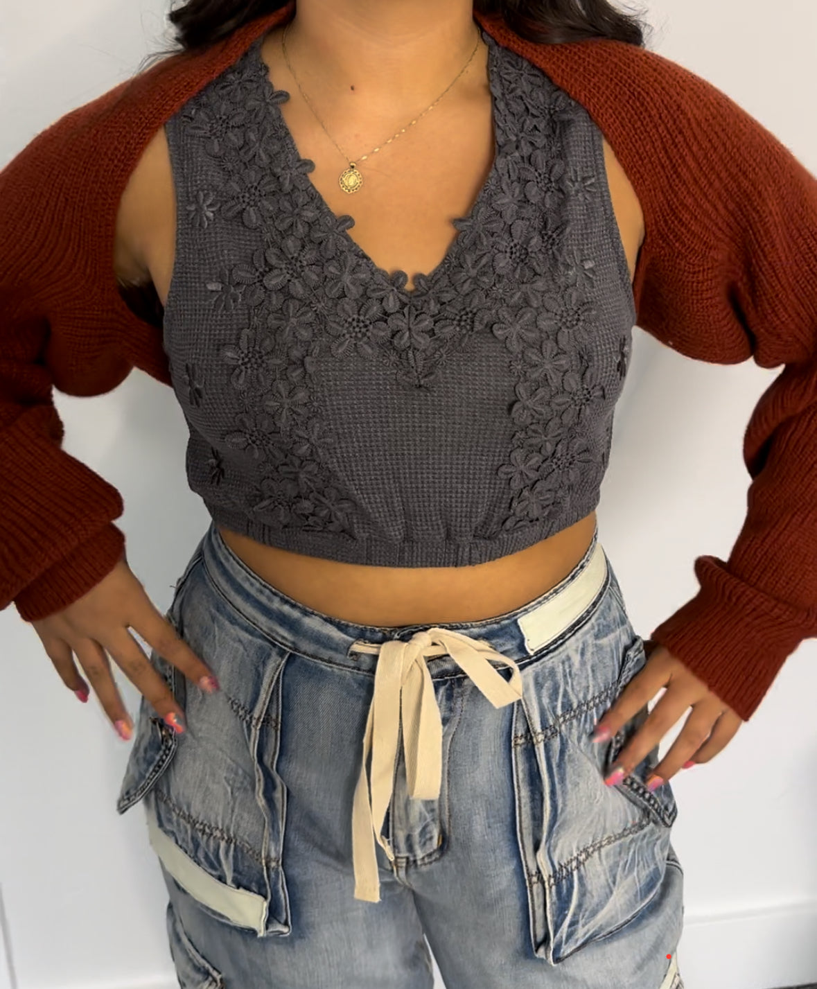 Lacey Embroidered Crop Top