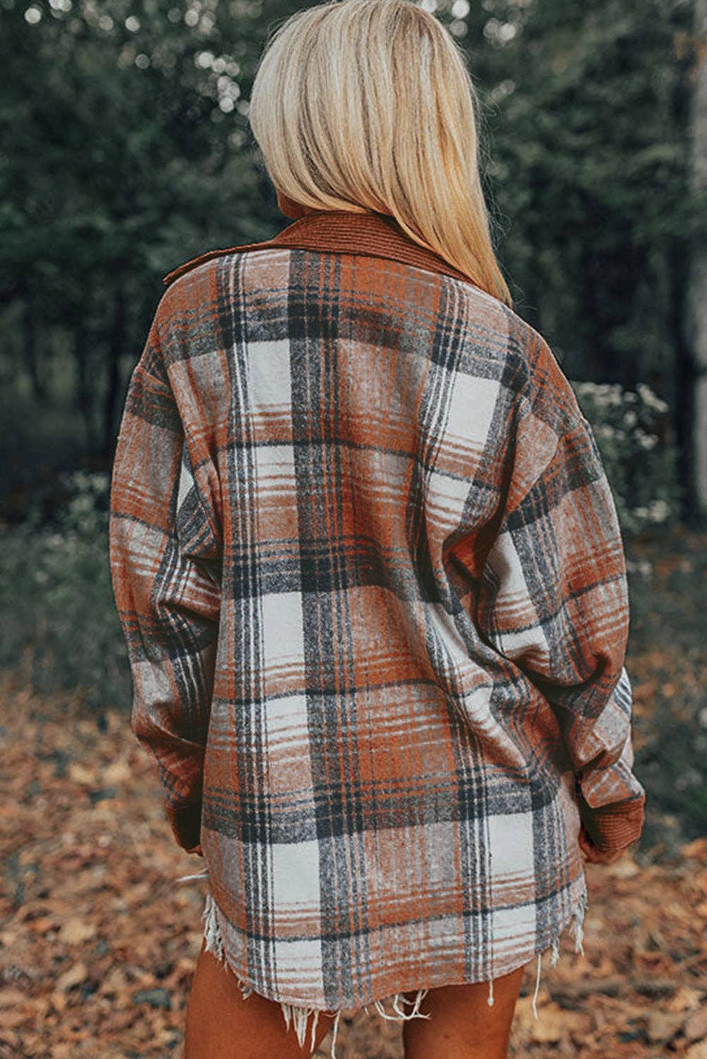 Cinnamon Plaid Corduroy Relaxed Shacket